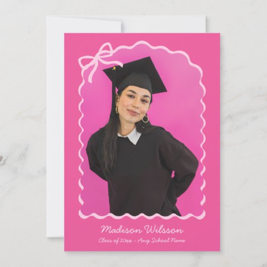 Tassel & Bow Roze Afstudeerder Foto 2025 Afstudere Bedankkaart (Achterkant)