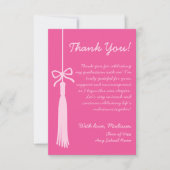 Tassel & Bow Roze Klasse van 2025 Afstuderen Bedankkaart (Voorkant)