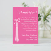 Tassel & Bow Roze Klasse van 2025 Afstuderen Bedankkaart (Staand voorkant)