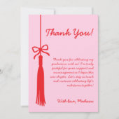 Tassel & Bow Roze & Rood Afstudeerder Foto 2025 Af Bedankkaart (Voorkant)