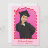 Tassel & Bow Roze & Rood Afstudeerder Foto 2025 Af Bedankkaart (Achterkant)