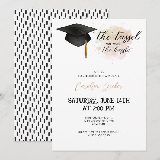 Tassel de moeite waard het gedoe afstuderen partij kaart (Voorkant / Achterkant)