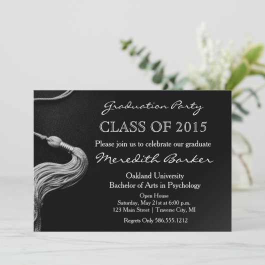 Tassel Graduation Party Invitation Class van 2015 Kaart (Staand voorkant)