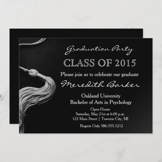 Tassel Graduation Party Invitation Class van 2015 Kaart (Voorkant / Achterkant)