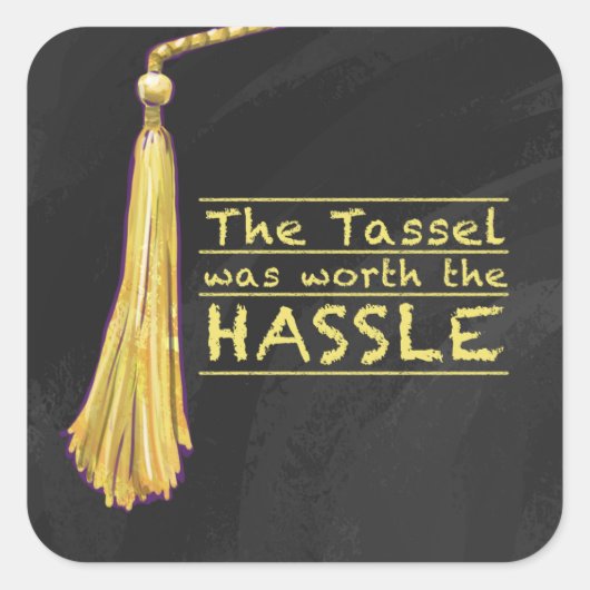Tassel Hassle Gold Vierkante Sticker (Voorkant)