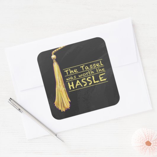Tassel Hassle Gold Vierkante Sticker (Envelop)
