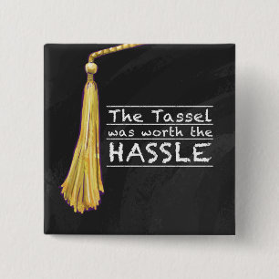 Tassel Hassle Silver Vierkante Button 5,1 Cm