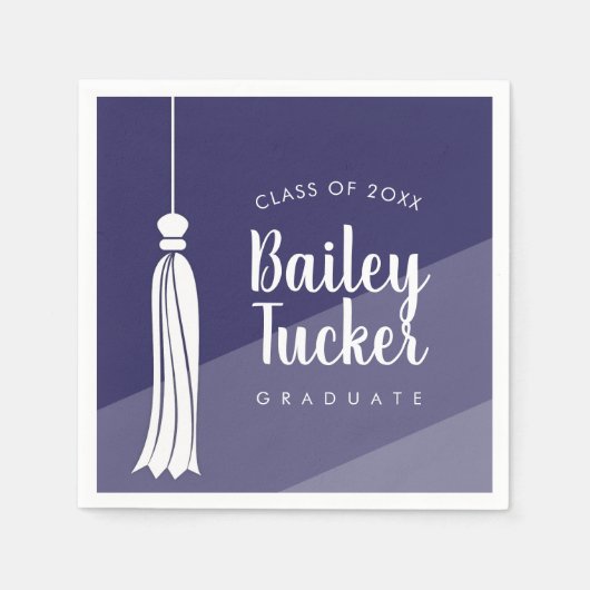 Tassel op Navy Blue Ombre Graduation Party servett Servet (Voorkant)