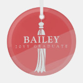 Tassel op Red Ombre Afstuderen Afstuderen Keepomwi Glas Ornament (Voorkant)