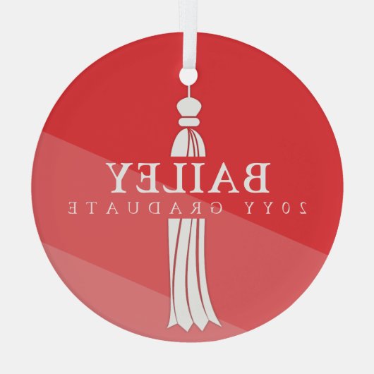 Tassel op Red Ombre Afstuderen Afstuderen Keepomwi Glas Ornament (Achterkant)