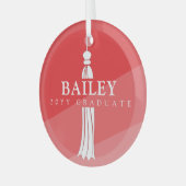 Tassel op Red Ombre Afstuderen Afstuderen Keepomwi Glas Ornament (Voorkant links)