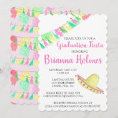 Tassel Papel Picado Pink Green Fiesta Afstuderen Kaart (Voorkant / Achterkant)