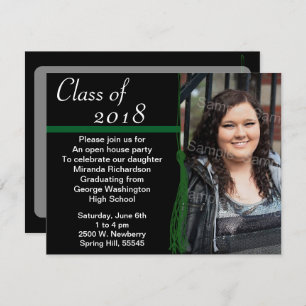 Tassel Photo Graduation Party Green en Black Kaart
