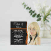 Tassel Photo Graduation Party Sinaasappel en zwart Kaart (Staand voorkant)
