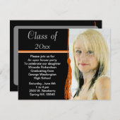 Tassel Photo Graduation Party Sinaasappel en zwart Kaart (Voorkant / Achterkant)