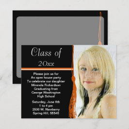 Tassel Photo Graduation Party Sinaasappel en zwart Kaart