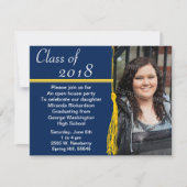 Tassel Photo Graduation Party Yellow and Blue Kaart (Voorkant)