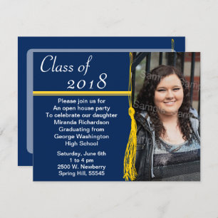 Tassel Photo Graduation Party Yellow and Blue Kaart