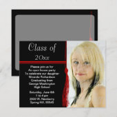 Tassel Photo Graduparty Red en Black Kaart (Voorkant / Achterkant)