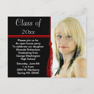 Tassel Photo Graduparty Red en Black Kaart