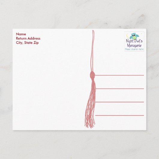 Tassel Red & Black Graduation Party aangekondigd Aankondigingskaart (Achterkant)