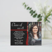 Tassel Red & Black Graduation Party aangekondigd Uitnodiging Briefkaart (Staand voorkant)