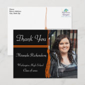 Tassel Sinaasappel & Zwart Afstudeerfeest Briefkaart (Voorkant / Achterkant)