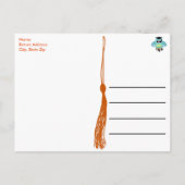 Tassel Sinaasappel & Zwart Afstudeerfeest Uitnodiging Briefkaart (Achterkant)