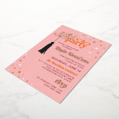 Tassel & Stars Roze Retro Script Afstudeerder Part Folie Uitnodiging (Gedraaid)