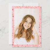 Tassel & Stars Roze Retro Script Afstudeerder Part Kaart (Achterkant)