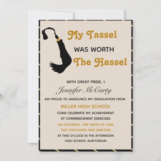 Tassel ter waarde van het Afstuderen Hassle Kaart (Voorkant)