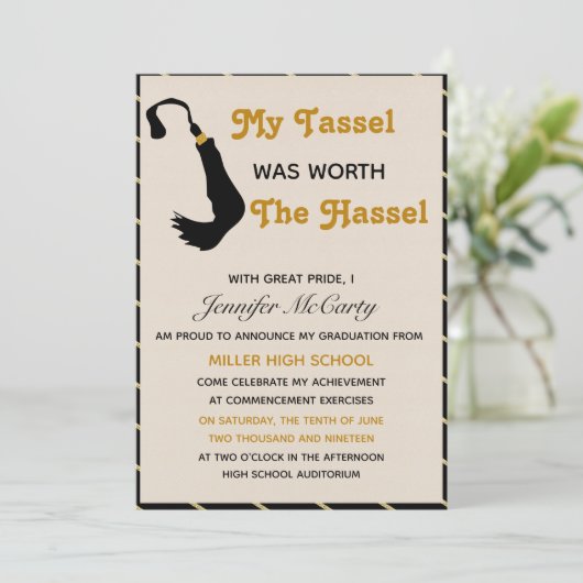 Tassel ter waarde van het Afstuderen Hassle Kaart (Staand voorkant)