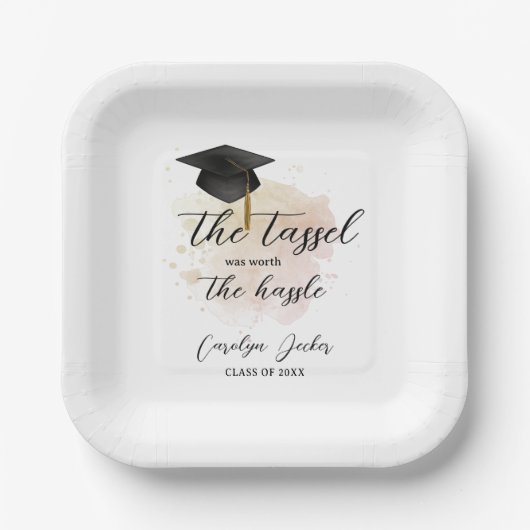 Tassel was het gedoe Afstuderen waard Papieren Bordje (Voorkant)