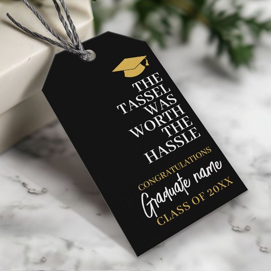 Tassel was het gedoe waard - Modern Afstuderen Cadeaulabel