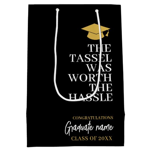 Tassel was het gedoe waard - Modern Afstuderen Medium Cadeauzakje (Achterkant)