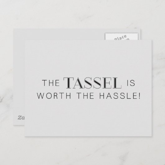 TASSEL WORTH HASSLE AFSTUDEERDER AFSTUDEREN EXPRES AANKONDIGINGSKAART (Voorkant / Achterkant)