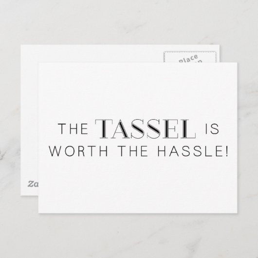 TASSEL WORTH HASSLE AFSTUDEERDER AFSTUDEREN EXPRES AANKONDIGINGSKAART (Voorkant / Achterkant)