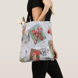 Tassen collage met vintage kranten en kerstkaarten