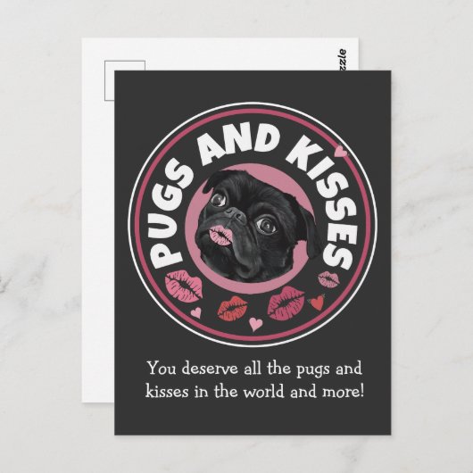 Tassen en kussen | Punny | Pug Lovers Liefde Beric Briefkaart (Voorkant / Achterkant)