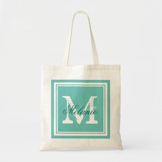 Tassen in turquoise blauw met monogram voor trouwf (Voorkant)