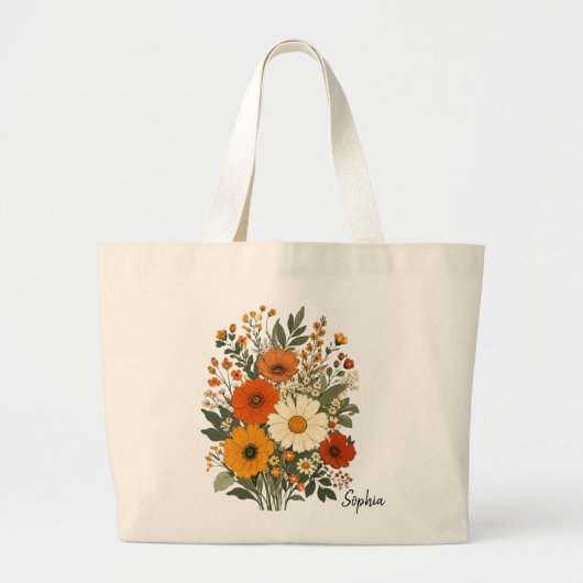 Tassen met aangepaste naam Retro wilde bloem esthe (Voorkant)