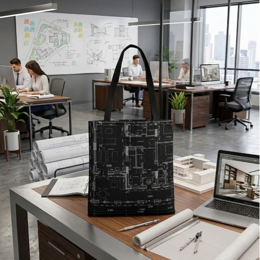 Tassen met architecturaal blueprintpatroon