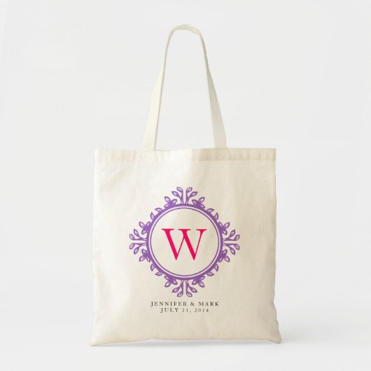 Tassen met bladkrans paars monogram op maat (Voorkant)