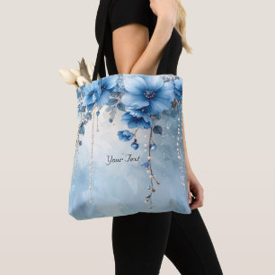 Tassen met blauwe bloemen en parels