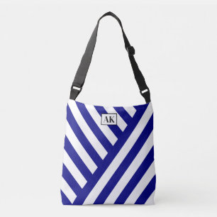 Tassen met Navy-blauw-wit gestreepte monogramprint