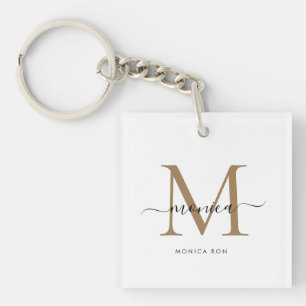 Tassen met op maat gemaakte monogramnaam sleutelhanger