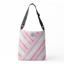 Tassen met roze gestreepte monogram en effen tinte