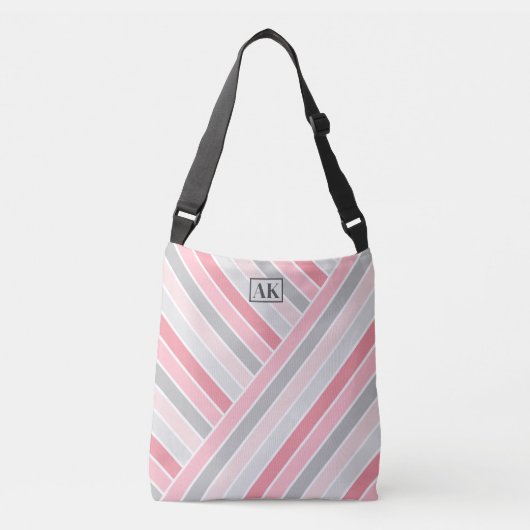 Tassen met roze gestreepte monogram en effen tinte (Voorkant)