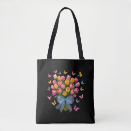 Tassen met tulpen en vlinders