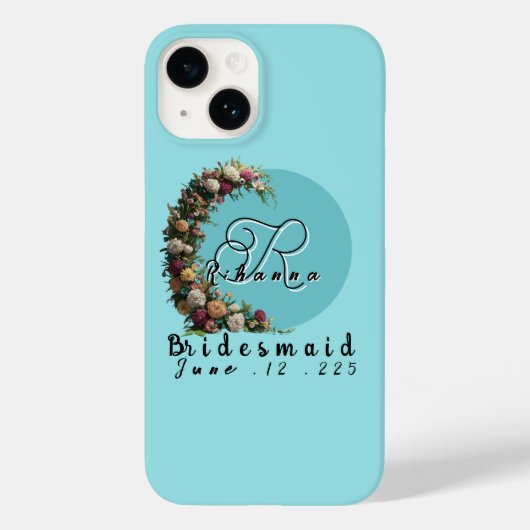 Tassen met turquoise bloemen en monogram | Bruidsf Case-Mate iPhone Case (Achterkant)